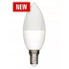 Biała żarówka LED w kształcie świecy z trzonkiem E14 i oznaczeniami producenta Forever light