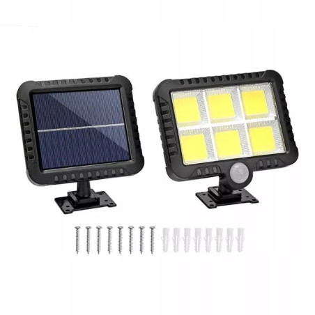 Halogen solarny z 6 diodami COB i panelem solarnym na podstawce montażowej