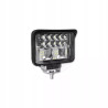 czarna kwadratowa lampa LED robocza z metalowym uchwytem i widocznymi diodami LED