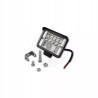 czarna kwadratowa lampa LED robocza z metalowym uchwytem i widocznymi diodami LED