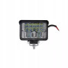 czarna kwadratowa lampa LED robocza z metalowym uchwytem i widocznymi diodami LED
