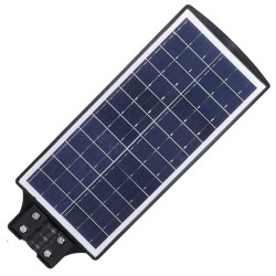 Czarna latarnia solarna LED SMD 850W z panelem solarnym i czujnikiem ruchu