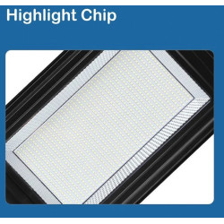 Czarna latarnia solarna LED SMD 850W z panelem solarnym i czujnikiem ruchu
