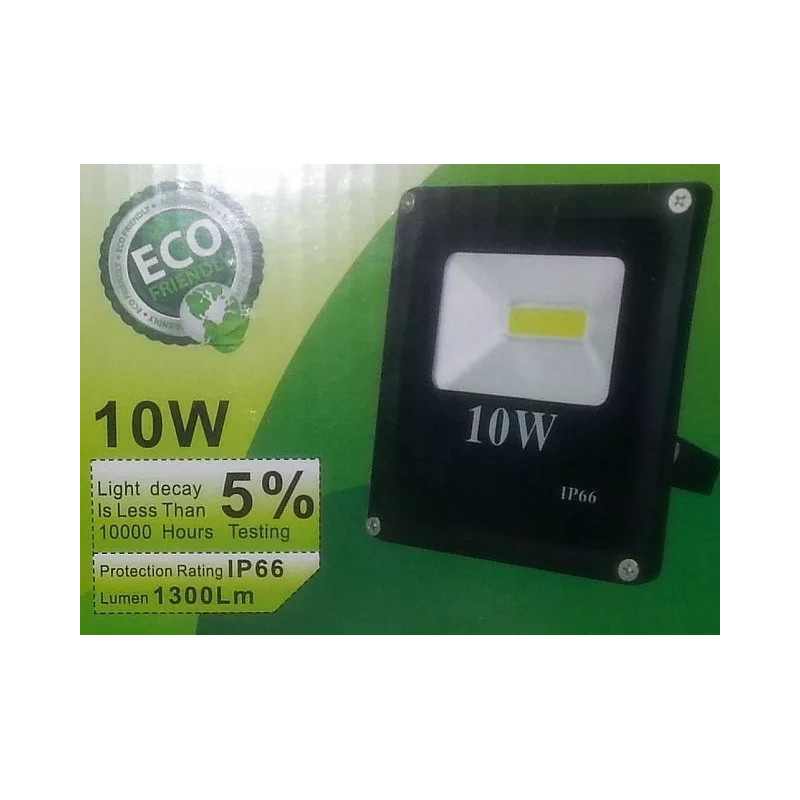 Czarny halogen LED 10 W z płaskim panelem COB i regulowanym uchwytem, widok z przodu i boków