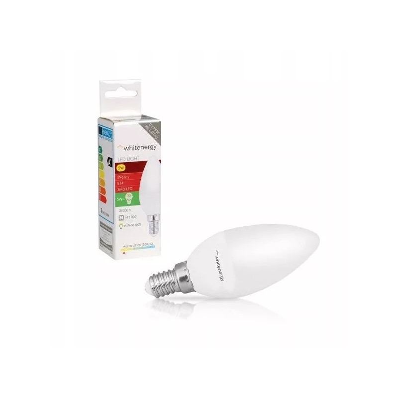 Mleczna żarówka świecowa LED 5W z gwintem E14 marki Whitenergy