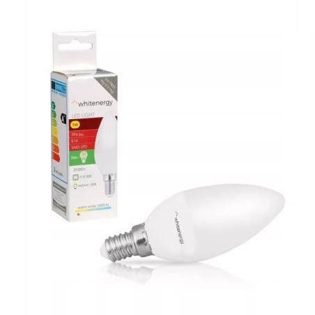 Mleczna żarówka świecowa LED 5W z gwintem E14 marki Whitenergy