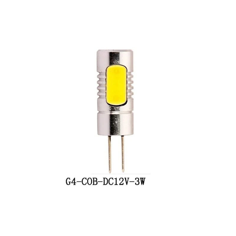 Żarówka LED z trzonkiem GU-4, cylindryczna, srebrna obudowa, żółty chip LED