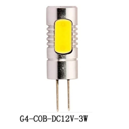 Żarówka LED z trzonkiem GU-4, cylindryczna, srebrna obudowa, żółty chip LED
