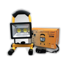 Akumulatorowy halogen LED 30W z dwoma diodami COB i regulowanym stojakiem