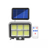 Halogen solarny LED z panelem solarnym i pilotem, czarny plastik, kabel 5 m
