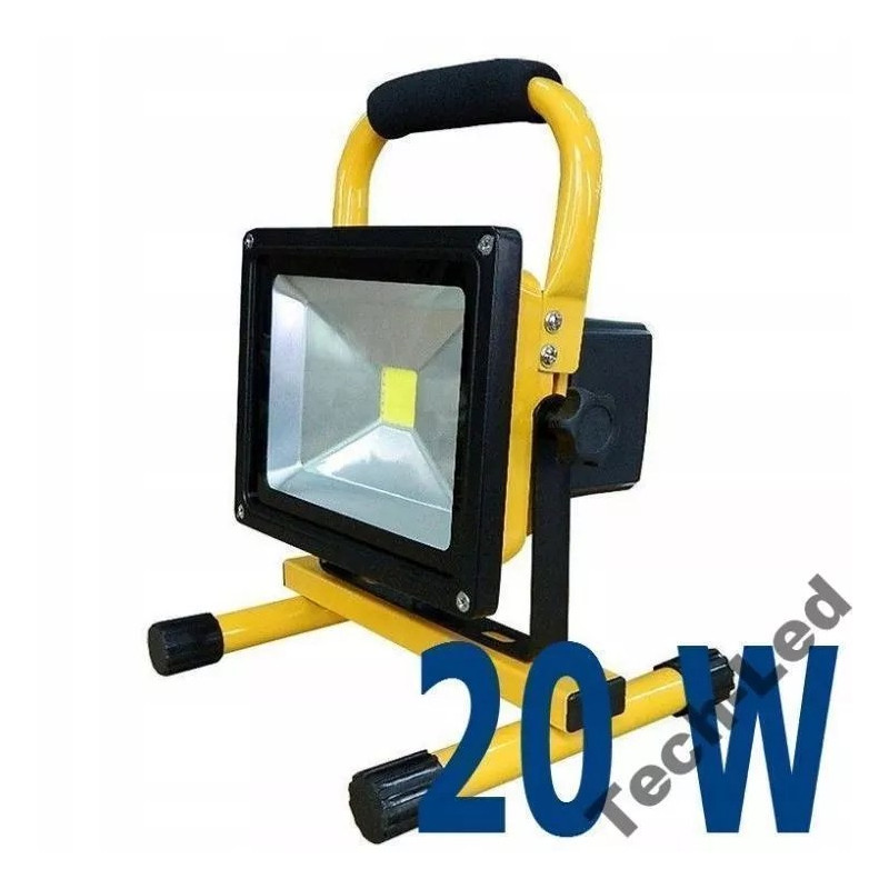 Halogen LED 20W na żółtej ramie z uchwytem i wskaźnikiem baterii
