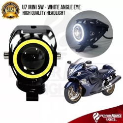 Dwa czarne halogeny motocyklowe U7 mini z włącznikiem i elementami montażowymi