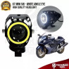Dwa czarne halogeny motocyklowe U7 mini z włącznikiem i elementami montażowymi