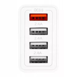Zasilacz 20W z 4 portami USB-A, biały, Quick Charge 3.0