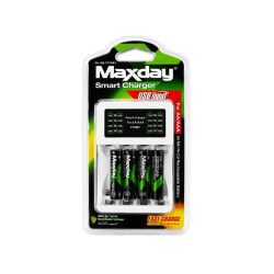 Ładowarka do akumulatorów AA i AAA z 4 akumulatorkami AAA i kablem USB-C biała