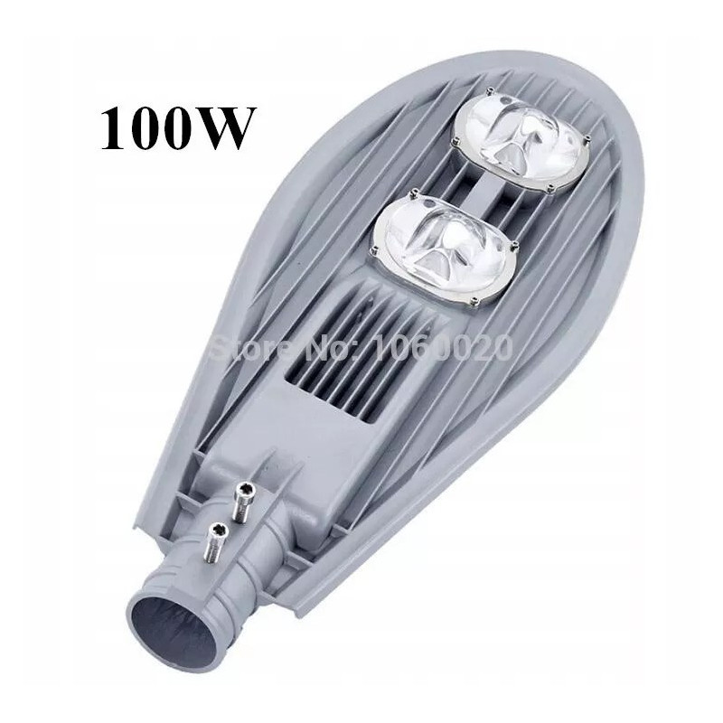 Szara latarnia uliczna LED 100 W z aluminiową obudową i podwójnymi reflektorami