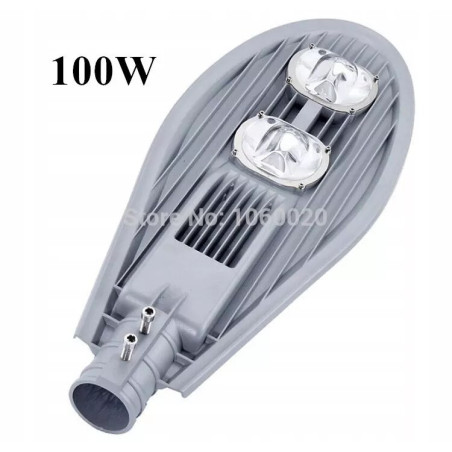 Szara latarnia uliczna LED 100 W z aluminiową obudową i podwójnymi reflektorami