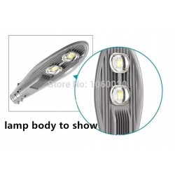Szara latarnia uliczna LED 100 W z aluminiową obudową i podwójnymi reflektorami