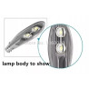 Szara latarnia uliczna LED 100 W z aluminiową obudową i podwójnymi reflektorami