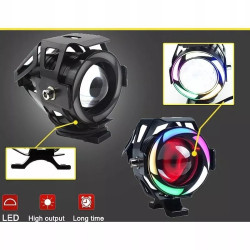 Motocyklowy halogen U7C z kolorowym pierścieniem i przewodem z włącznikiem