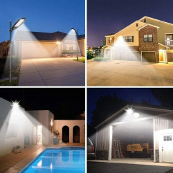 czarna latarnia solarna LED z panelem solarnym i pilotem do zdalnego sterowania