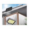 Halogen solarny LED z panelem, pilotem i kablem, czarny, prostokątny