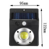 czarna lampa solarna ścienna z panelem solarnym, diodą LED COB i czujnikiem ruchu