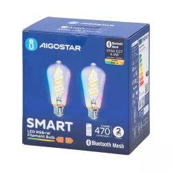 Zestaw 2 żarówek LED E27 ST64 4,9W RGBW 2700K Bluetooth Mesh