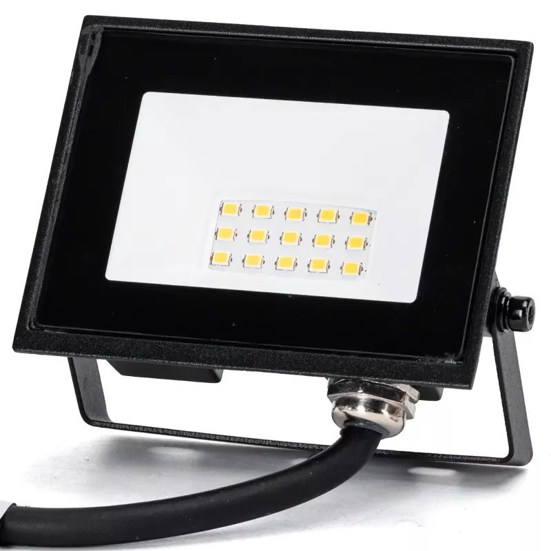 Naświetlacz LED 10W 6500K 900lm czarny IP65 z kablem 22,5cm