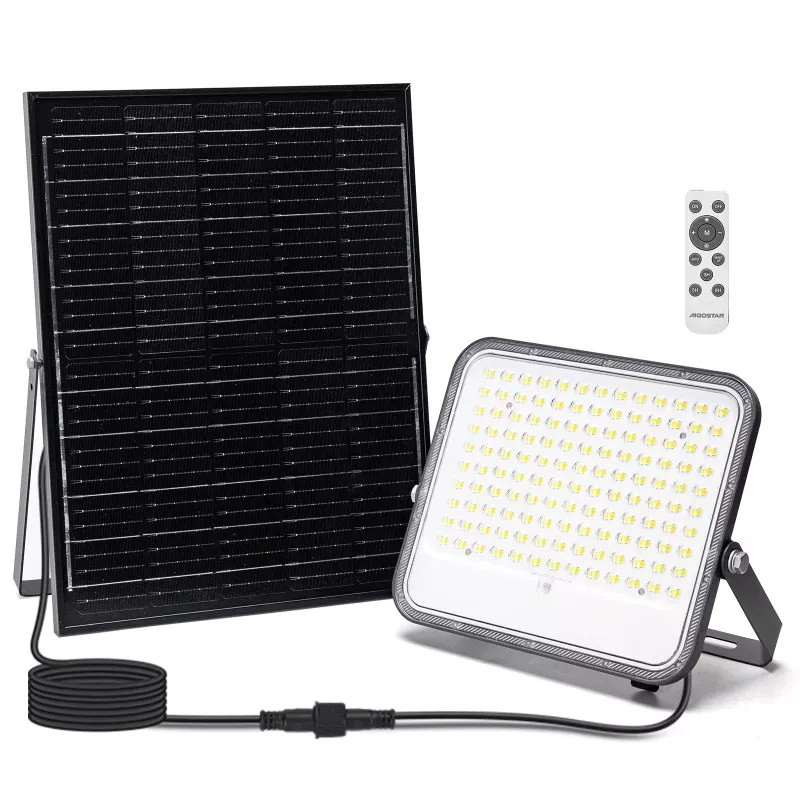 Halogen LED solarny 200W z panelem monokrystalicznym, pilotem i kablem 2m