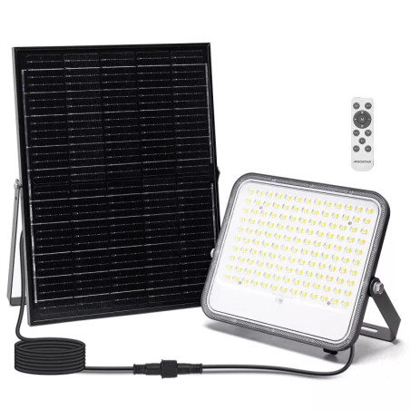 Halogen LED solarny 200W z panelem monokrystalicznym, pilotem i kablem 2m