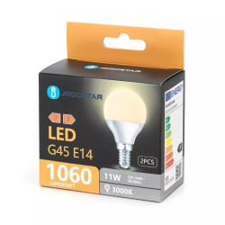 Żarówki LED E14 11W 3000K 2 sztuki kulka G45 białe