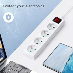 Listwa zasilająca 4 gniazda 2300W 3 m z przełącznikiem biała