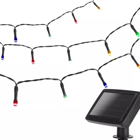 Lampki solarne LED RGBY 10 sztuk 0.048W 10m z panelem 0.3W IP65