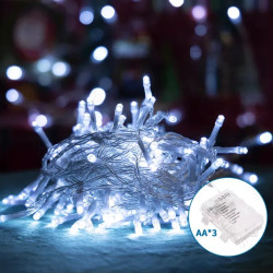 Płaskie lampki sznurkowe 50 LED 5 m zimne światło bateryjne