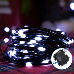Lampki sznurkowe LED 50 diod 5m z zimnym światłem na 3 baterie AA