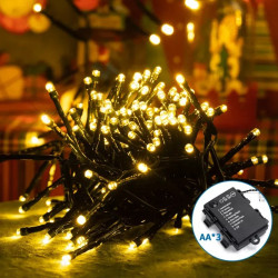 Lampki sznurkowe 200 LED 5 m ciepłe światło na 3 baterie AA