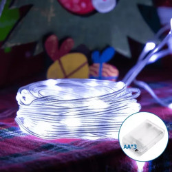 Liniowe lampki LED 50 sztuk 5 m zimne światło na baterie AA