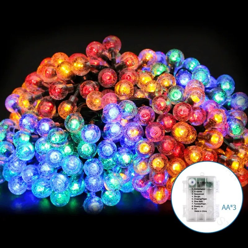 Lampki sznurkowe 50 LED kuliste multikolor 5 m na 3 baterie AA