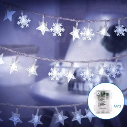 Liniowe lampki sznurkowe 100 LED zimne światło 10 m na 3 baterie AA IP44