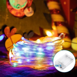 Liniowe lampki choinkowe 100 LED 10 m kolorowe zasilane na baterie AAA