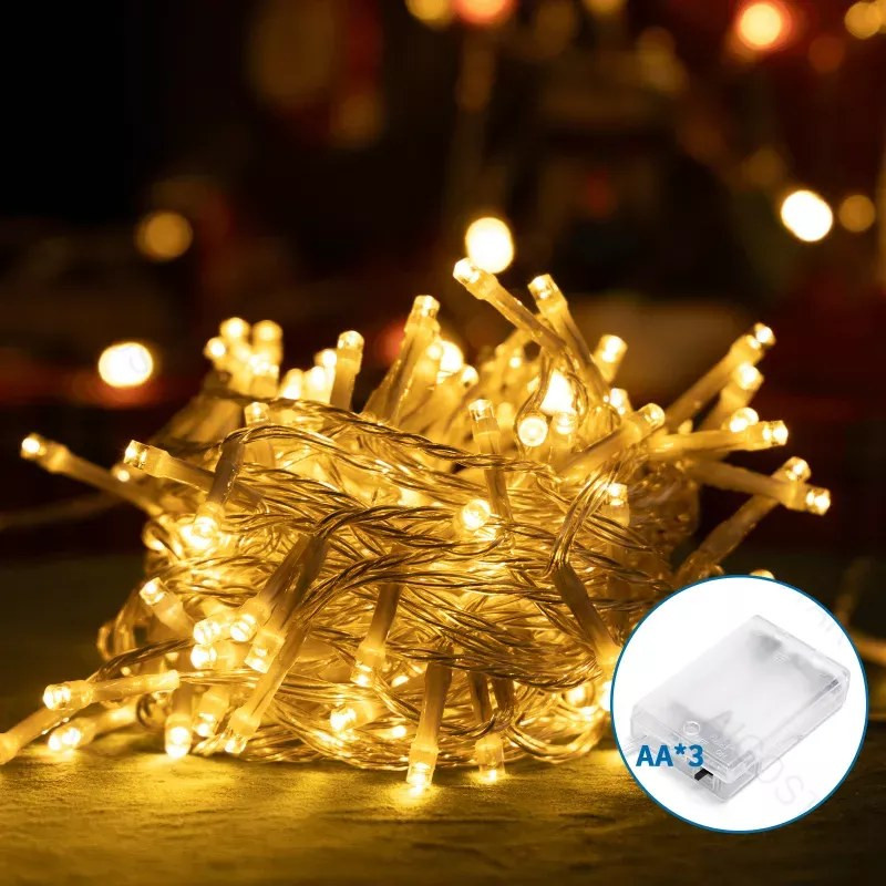 Lampki drucikowe 20 LED ciepłe światło długość 2 m na baterie