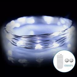 Lampki choinkowe 40 LED drucik 4 m zimne światło na baterie guzikowe
