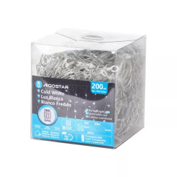 Lampki soplowe 200 LED 10 m zimna barwa przezroczysty przewód IP44