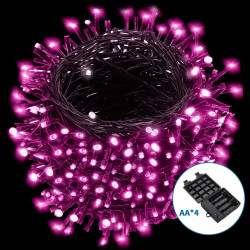 Lampki sznurkowe różowe 400 LED na baterie 20 m przewód ciemnozielony