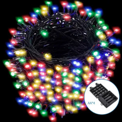 Lampki sznurkowe LED 500 szt. multikolor 25 m zasilane na baterie 4x AA