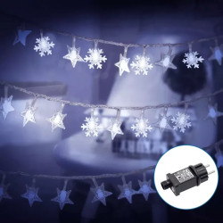 Liniowe lampki świąteczne 3.6W 100 LED zimna biel 13m przezroczysty przewód