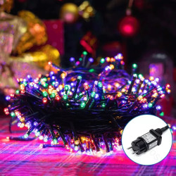 Lampki choinkowe 300 LED RGBY 18 m przewód ciemnozielony IP44
