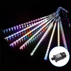 Lampki zewnętrzne LED meteory 6W RGBY 5m z kablem 3m IP44