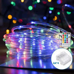 Lampki sznurkowe LED 5 m 50 diod RGB z bateriami i pilotem